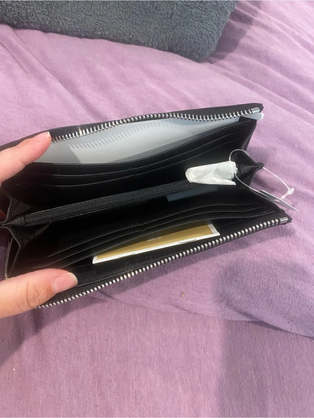Michael Kors White and Black Signature Zip-Around Wallet